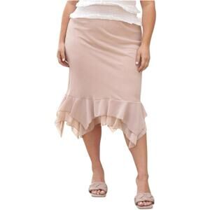 Fitted Flare Peplum Midi Skirt - Size 3X